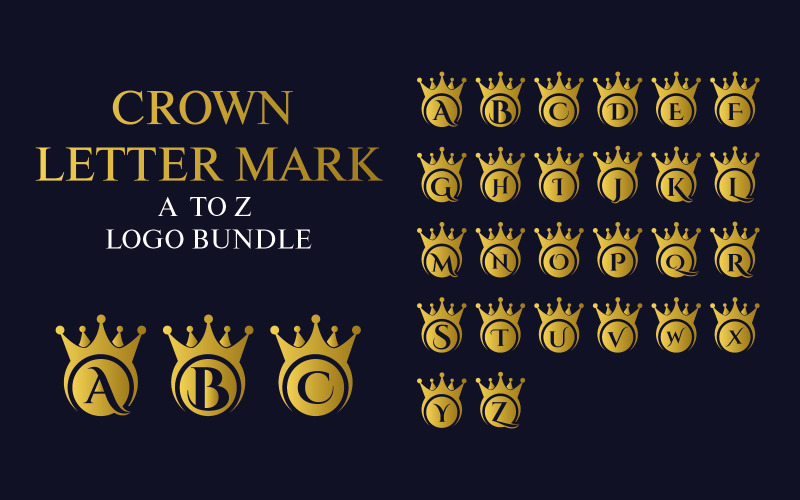 Crown lettering logo collection A to Z Logo Template