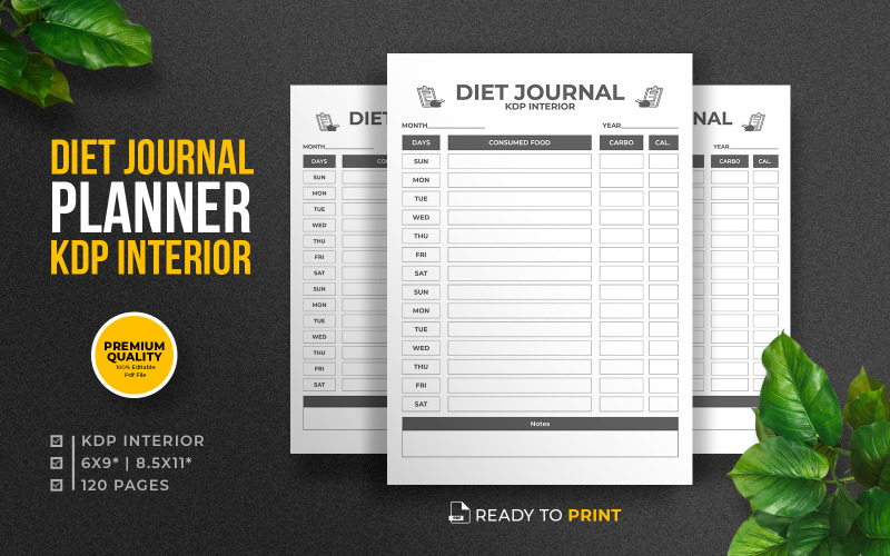 Diet Journal KDP Interior Planner