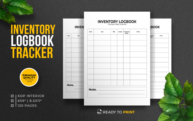 Inventory Logbook Tracker KDP Interior Planner