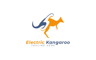 Kangaroo electric logo design template