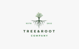 Vibrant Tree Logo Design, Tree And Root Logo Design Template