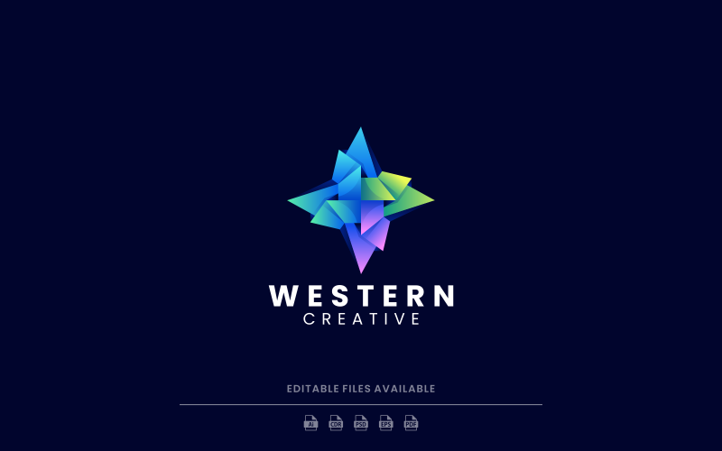 Abstract Compass Gradient Logo Logo Template