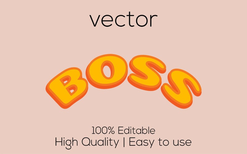 Boss | 3D Boss Text Style | Boss Editable Vector Text Effect Illustration