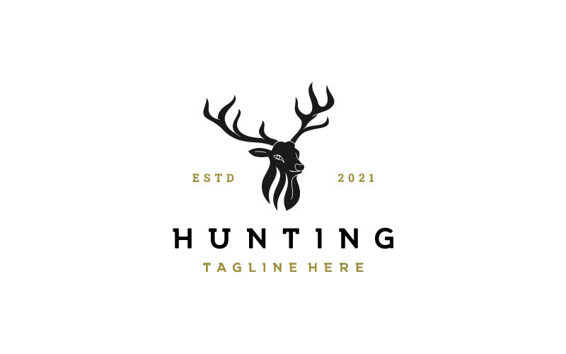 Deer Antler Head Logo Design Logo Template