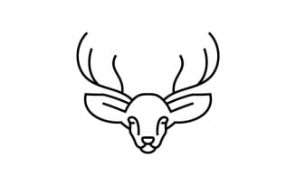 Deer Head Line Art Logo Design Illustration