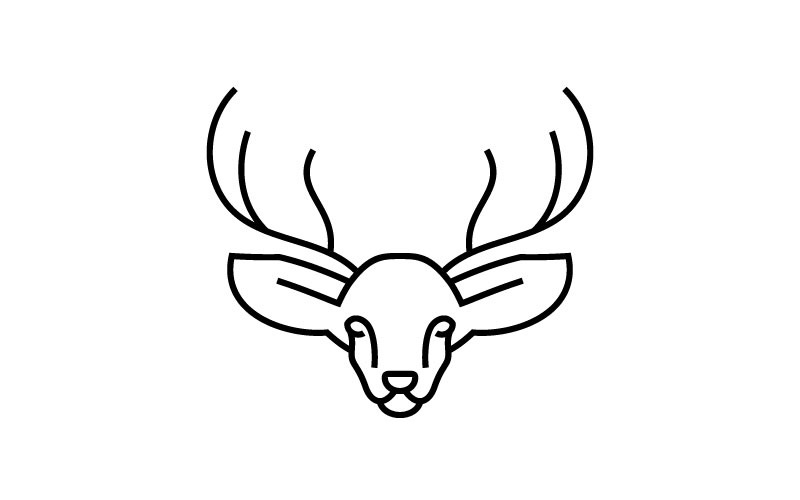 Deer Head Line Art Logo Design Illustration Logo Template