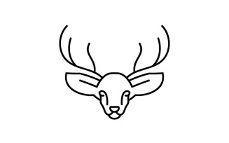 Deer Head Line Art Logo Design Illustration
