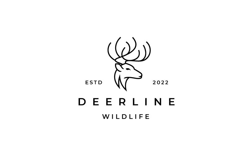 Deer Head Line Art Logo Design Logo Template