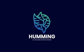 Hummingbird Line Art Gradient Logo Style