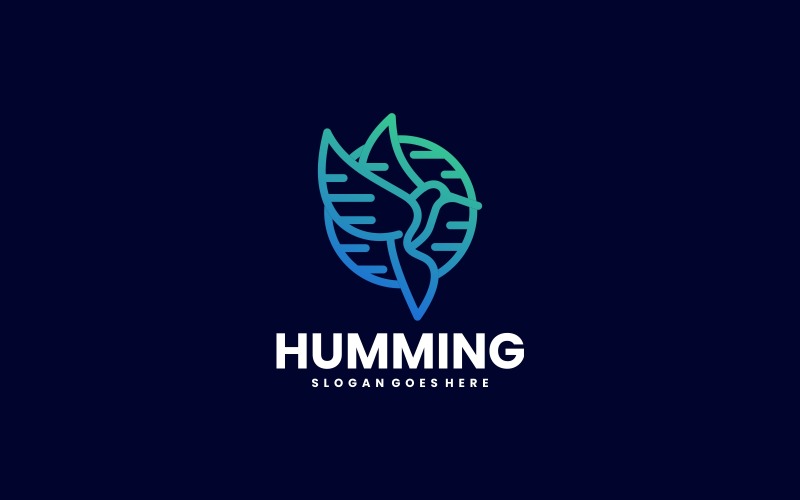 Hummingbird Line Art Gradient Logo Style Logo Template