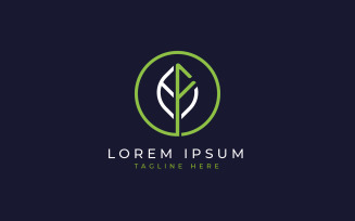 Leaf line art logo design template
