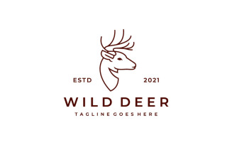 Line Art Deer Head Logo Vector Icon Illustration Design