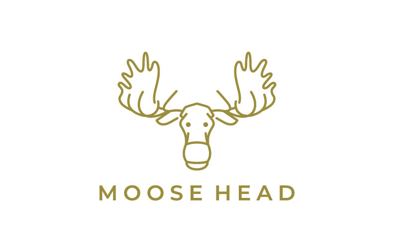 Line Art Moose Deer Head Logo Design Vector Illustration Logo Template