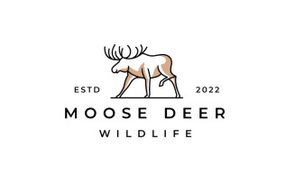 Line Art Moose Deer Logo Design Vector Icon Illustration