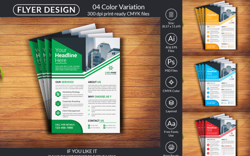 Modern Flyer Design Template For Business Corporate Identity