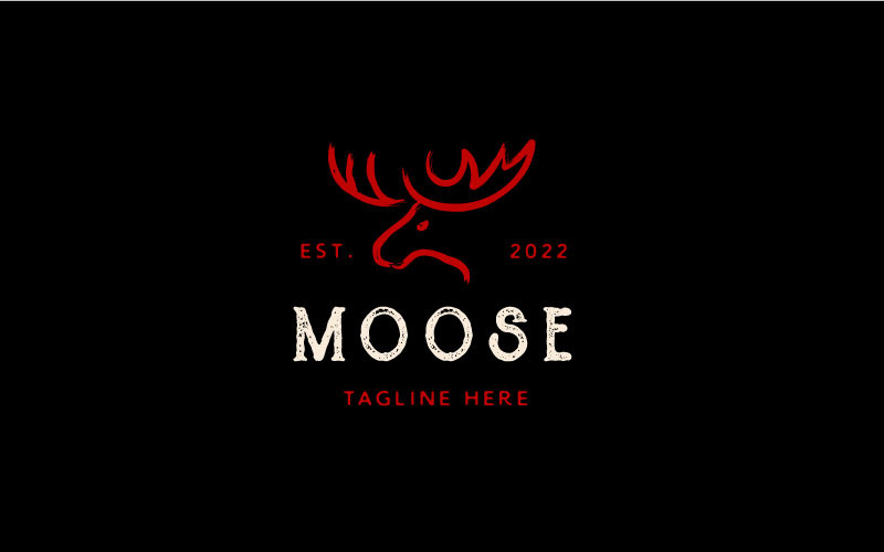 Moose Deer Dry Ink Brush Logo Vector Illustration Design Logo Template