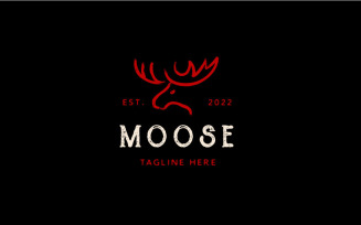 Moose Deer Dry Ink Brush Logo Vector Illustration Design