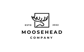 Moose Deer Line Art Logo Design