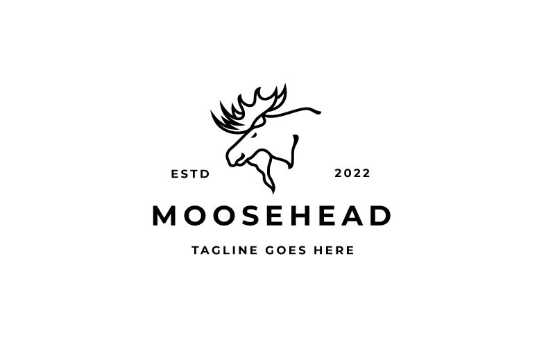 Moose Deer Line Art Logo Vector Icon Illustration Design Logo Template