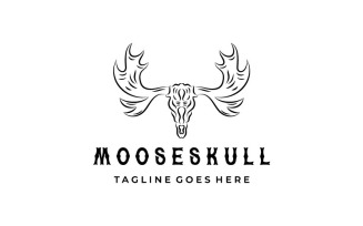 Moose Deer Skull Logo Vector Icon Illustration Design