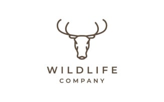 Simple Deer Head Line Art Logo Design
