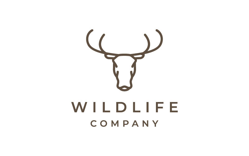 Simple Deer Head Line Art Logo Design Logo Template