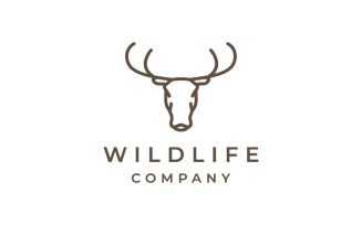 Simple Deer Head Line Art Logo Design