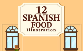 12 Spanish Food Cuisine Illustration