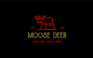 Dry Ink Brush Moose Deer Logo Design