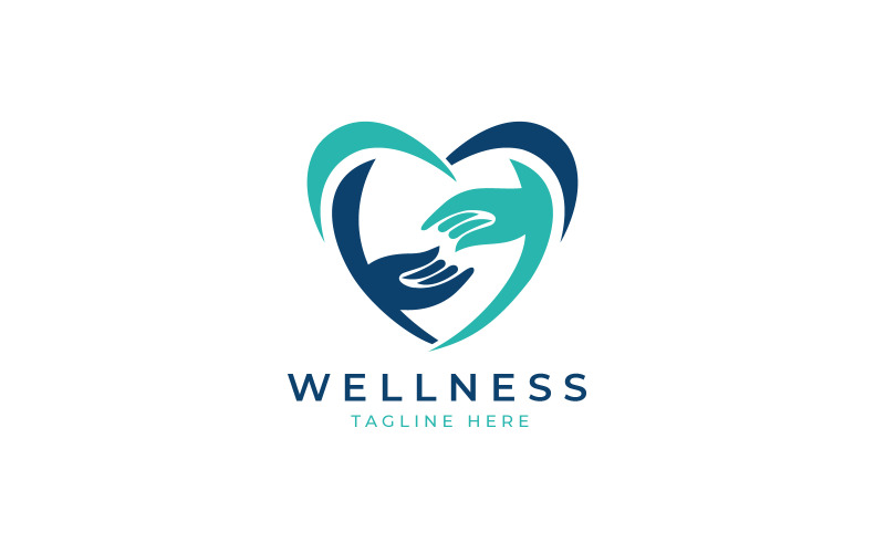 heart and hand logo for wellness care Logo Template