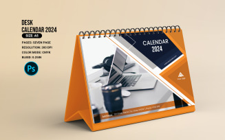 2024 Desk Calendar Template. Adobe Photoshop Template