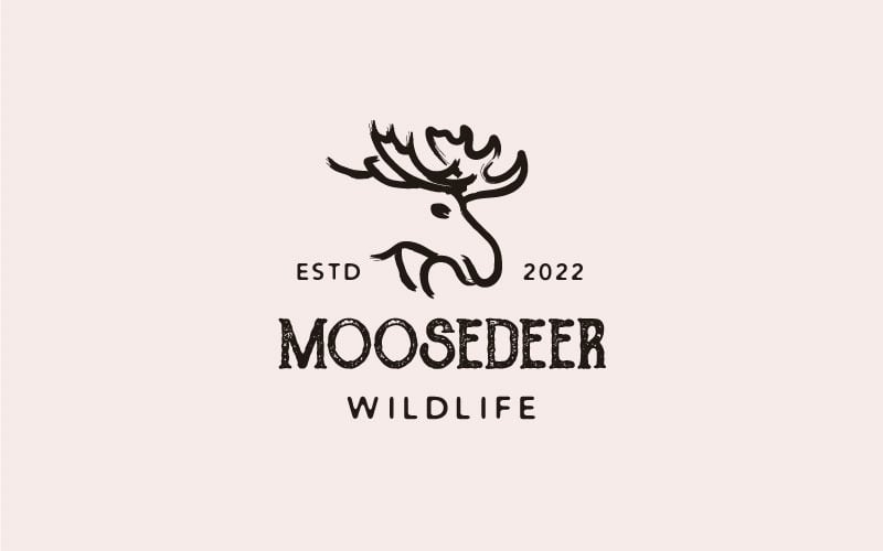 Moose Deer Dry Ink Brush Logo Design Logo Template