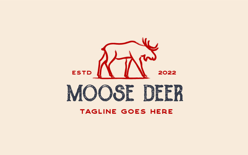 Moose Deer Dry Ink Brush Logo Logo Template