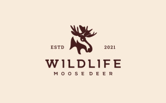 Moose Deer Head Logo Vector Design Illustration