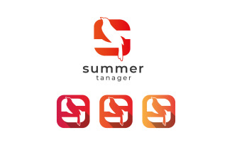 summer tanager bird logo design and app icon