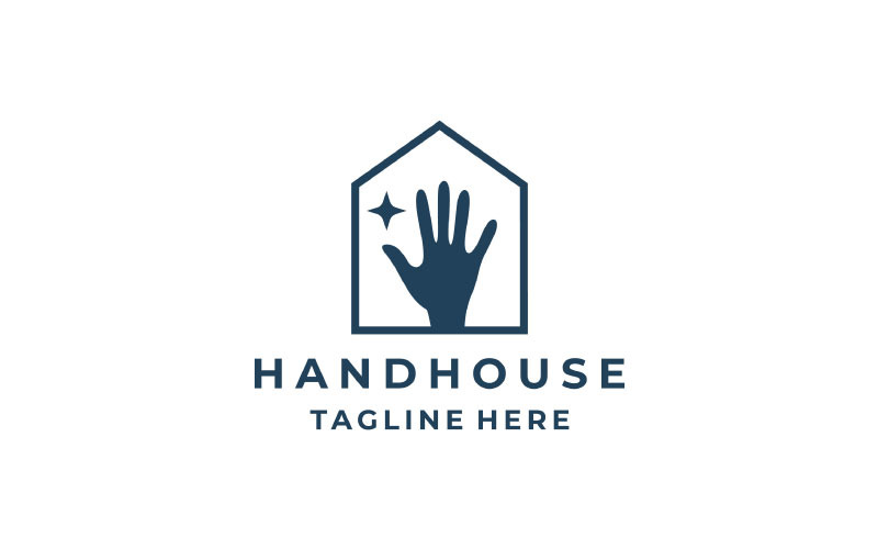 Hand and House Logo Design Vector Illustration Logo Template