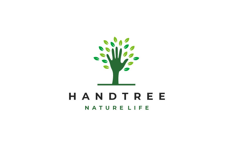 Hand Tree Green Leaves Logo Design Vector Template Logo Template