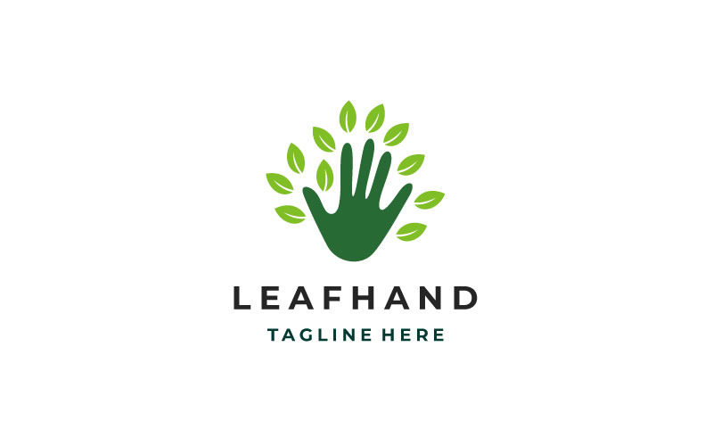 Hand With Green Leaves Logo Design Vector Template Logo Template