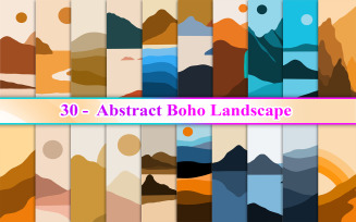Minimalistic Boho Landscape, Abstract Boho Landscape, Boho Background