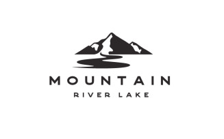 Mountain and River Adventure Outdoor Logo Design Vector