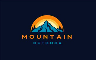Mountain And Sun Adventure Logo Design Template