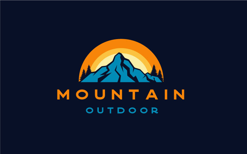 Mountain And Sun Adventure Logo Design Template Logo Template