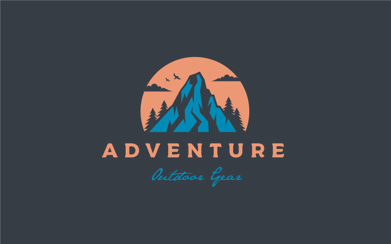 Retro Mountain And Sun Adventure Logo Design Template Logo Template