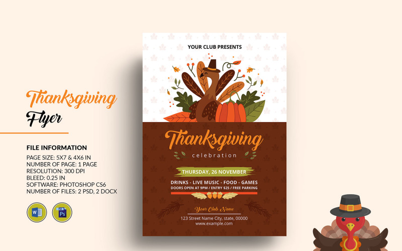 Thanksgiving Party Flyer Invitation Corporate Identity