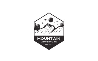 Vintage Hipster Mountain Adventure Stamp Label Logo Design