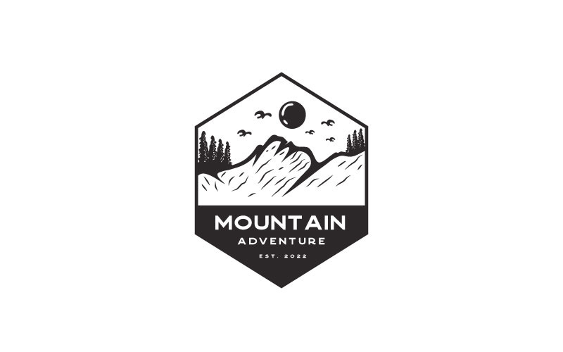 Vintage Hipster Mountain Adventure Stamp Label Logo Design Logo Template