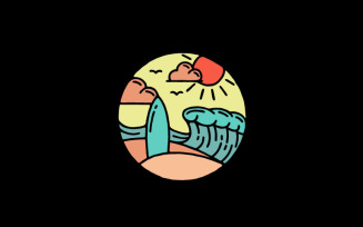Vintage Surfing And Beach Vector Illustration