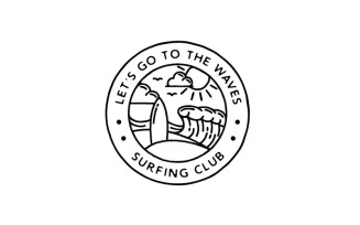 Vintage Surfing Badge Emblem Label Logo Design Template