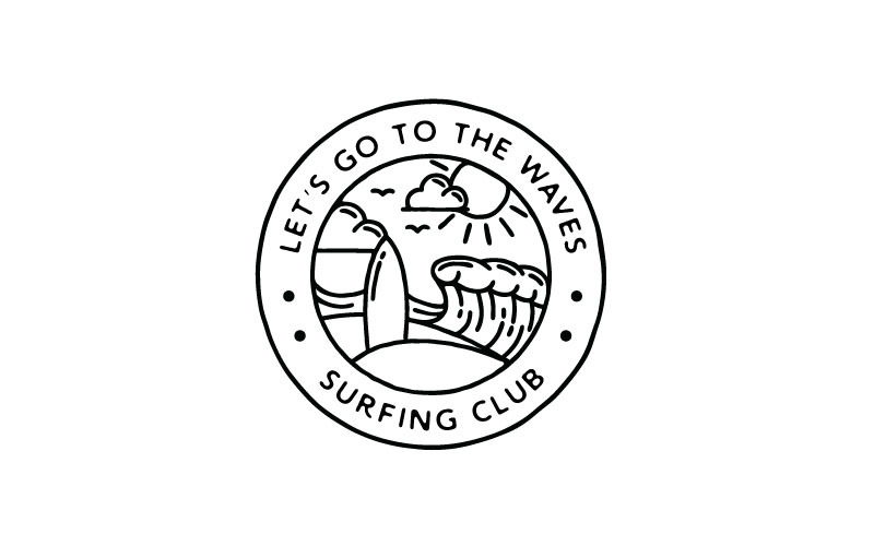 Vintage Surfing Badge Emblem Label Logo Design Template Logo Template