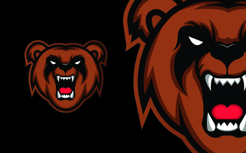 Bear Head Mascot Logo Design Logo Template